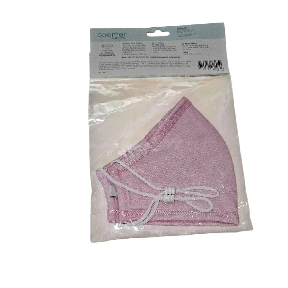 Boomer Naturals Reusable Mask Pink 3-Ply Cotton Nano-Silver Size M Unisex 605